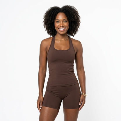 Conjunto Fitness Frente Única com Top Embutido + Short com Bolso