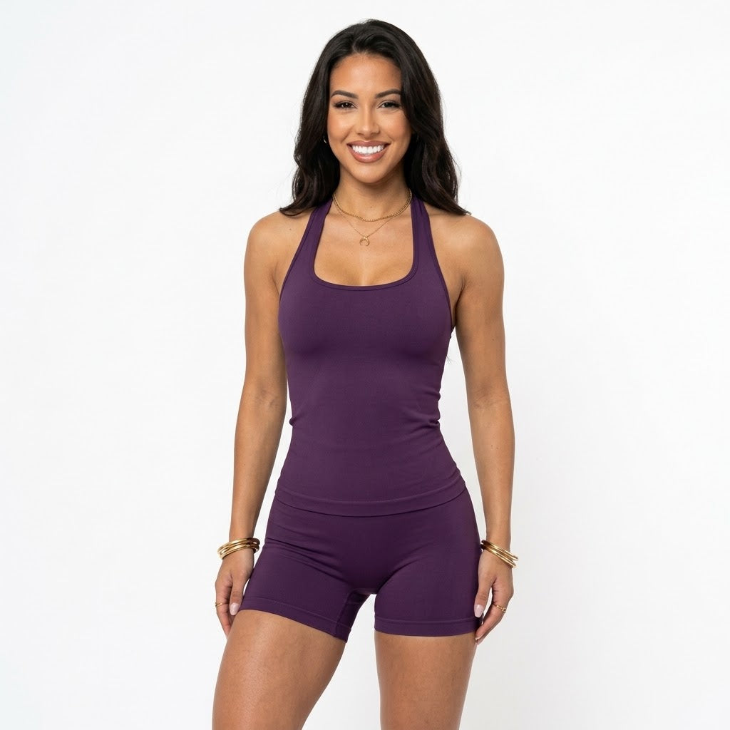 Conjunto Fitness Frente Única com Top Embutido + Short com Bolso