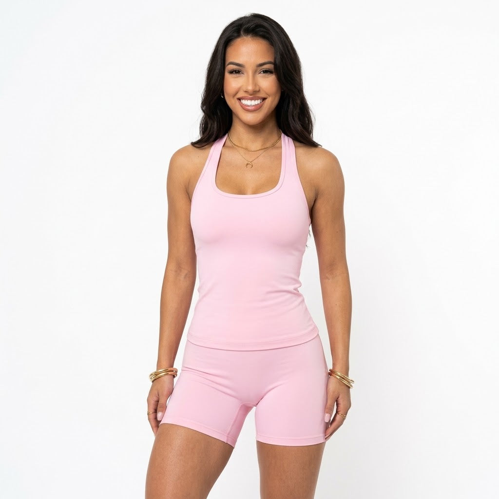 Conjunto Fitness Frente Única com Top Embutido + Short com Bolso